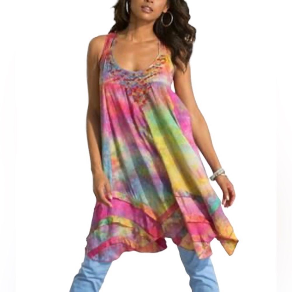 Denim 24/7 Brand Women's Multicolor Tie-Dye Tunic Or Dress-Size 12-NWOT